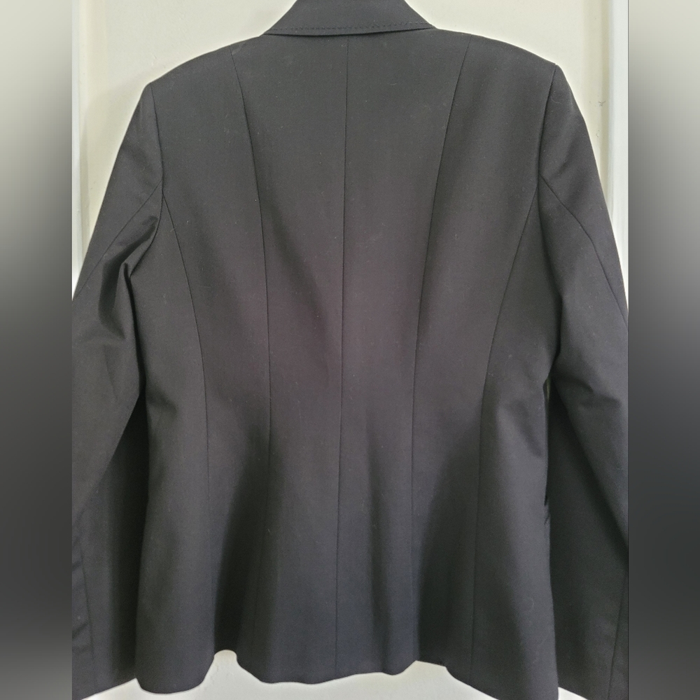 Tahari True Black Stretch Cotton Three Button Career Blazer Size Large - Picture 12 of 14